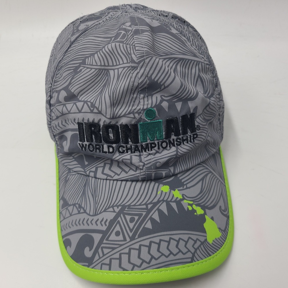 Boco Gear Hat Adjustable Gray Green Ironman World Championship Kona 2017 Running